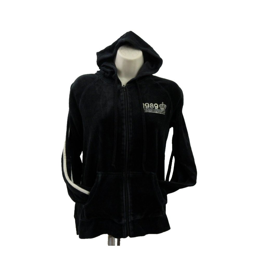 LEI Active Embellished Jacket Hoodie X-Large Black Full Zip Long Sleeve Pockets